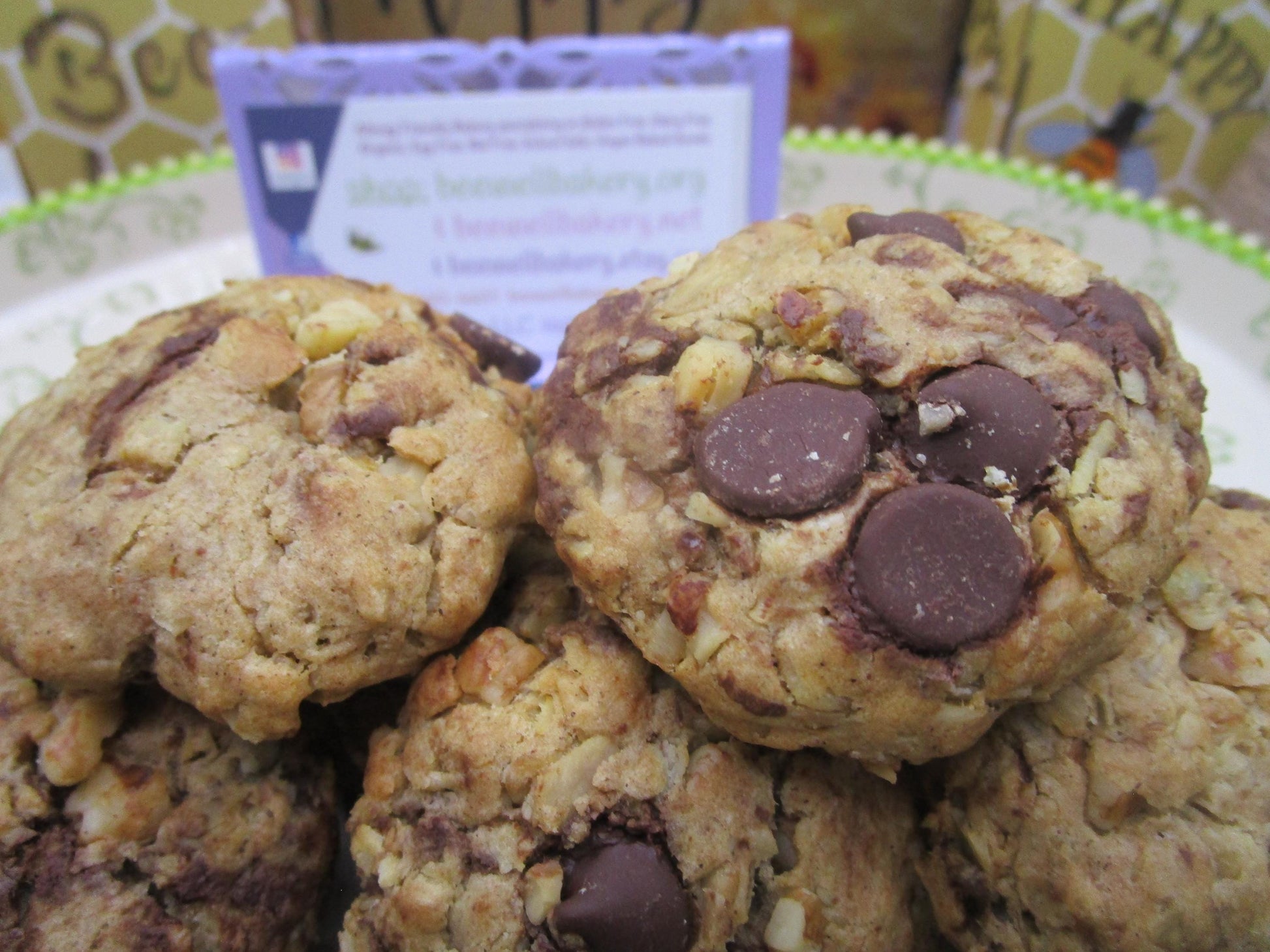 Gluten Free Cookies, Oat Dark Chocolate & Walnut, Dairy Free, Egg Free, Vegan, Low Sugar, Low Fat, Birthday, Valentines Day Gift, Organic