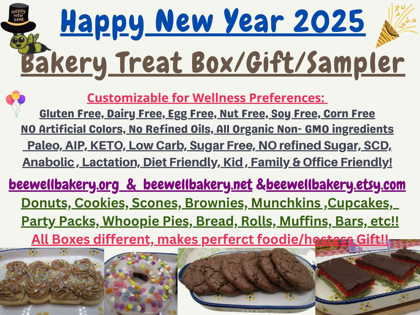 Sampler, Gluten Free, Dairy Free, Sugar Free, Egg Free, New Years 2025, Gifts, Vegan, Nut Free, Cookies, Donuts, Keto, AIP Paleo, Protein
