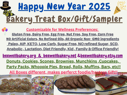 Sampler, Gluten Free, Dairy Free, Sugar Free, Egg Free, New Years 2025, Gifts, Vegan, Nut Free, Cookies, Donuts, Keto, AIP Paleo, Protein
