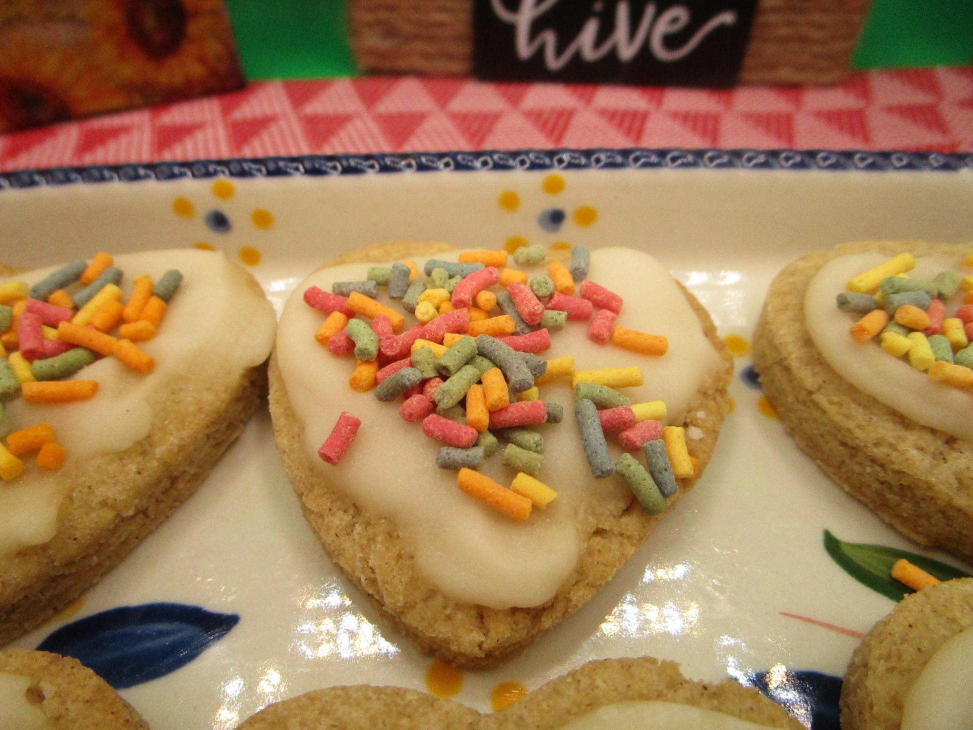 Sugar Free Cookies, Iced, Hearts, Gluten Free, Egg Free, Dairy Free, Vegan, Nut Free, Valentines Day Gifts, Low calorie, Healthy Snack, LOVE