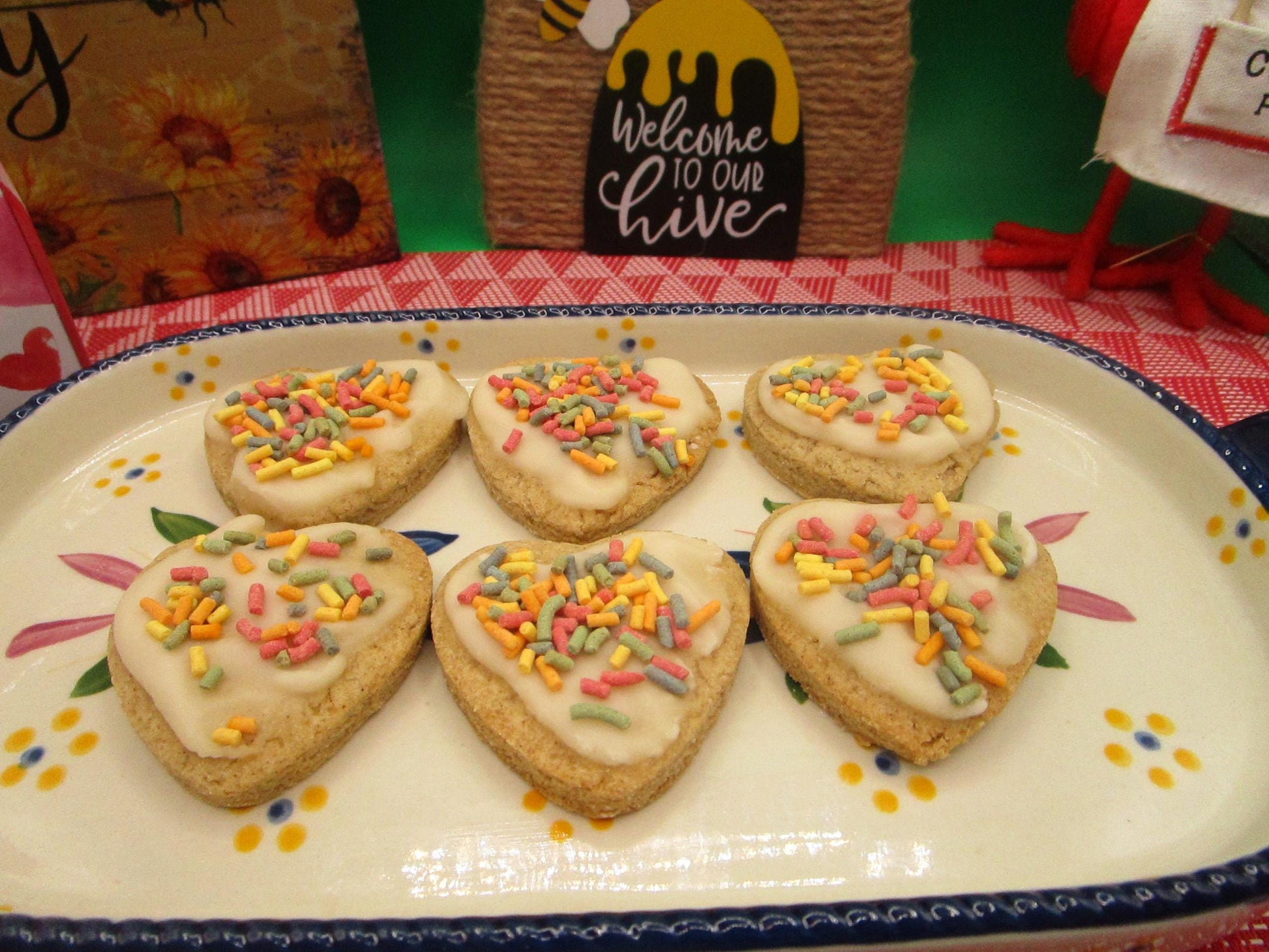 Sugar Free Cookies, Iced, Hearts, Gluten Free, Egg Free, Dairy Free, Vegan, Nut Free, Valentines Day Gifts, Low calorie, Healthy Snack, LOVE
