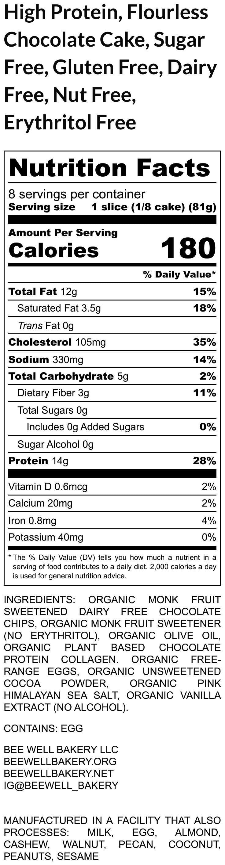 High Protein Flourless Chocolate Cake, Gluten Free, Dairy Free, Grain Free, Sugar Free, Low Carb, KETO, Birthday Cake, Valentine's Day Gift