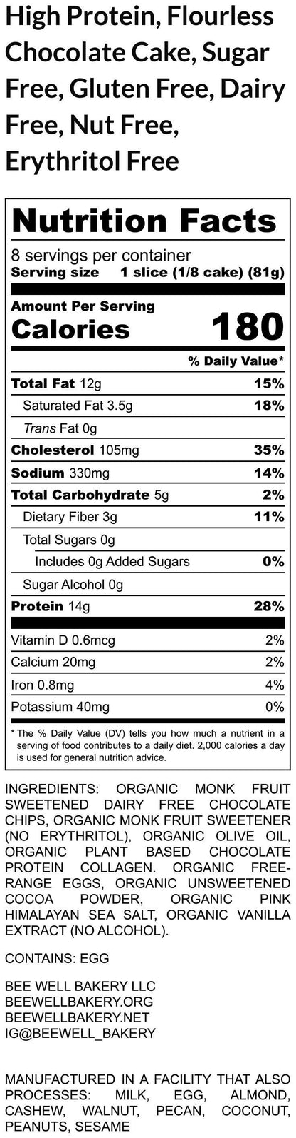 High Protein Flourless Chocolate Cake, Gluten Free, Dairy Free, Grain Free, Sugar Free, Low Carb, KETO, Birthday Cake, Valentine's Day Gift