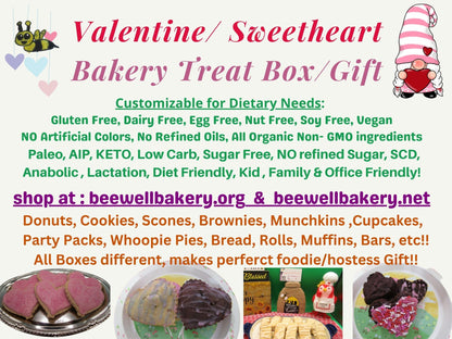 Gluten Free, Valentine's Day Bakery Box, Dairy Free, Egg Free, Sugar Free, Keto, AIP Paleo, Love, Sweetheart gift, Donuts, Cakes, Pastries
