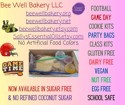 Gluten Free Sugar Cookie Kits, Football, Dairy Free, Egg Free, Nut Free, Birthday Party, Party Favor, Sugar Free, Game Day, No refined Sugar