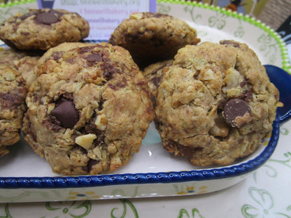 Gluten Free Cookies, Oat Dark Chocolate & Walnut, Dairy Free, Egg Free, Vegan, Low Sugar, Low Fat, Birthday, Valentines Day Gift, Soy Free