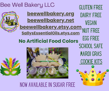 Gluten Free Cookie Kit, Mardi Gras, Dairy Free, Egg Free, Peanut Free, Cookie Decorating, Sugar Free, Carnival, Louisiana, Fat Tuesday Craft