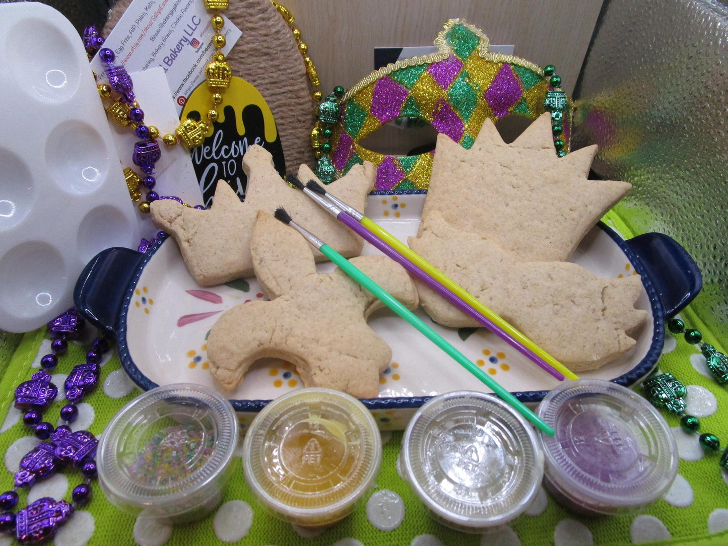 Gluten Free Cookie Kit, Mardi Gras, Dairy Free, Egg Free, Peanut Free, Cookie Decorating, Sugar Free, Carnival, Louisiana, Fat Tuesday Craft