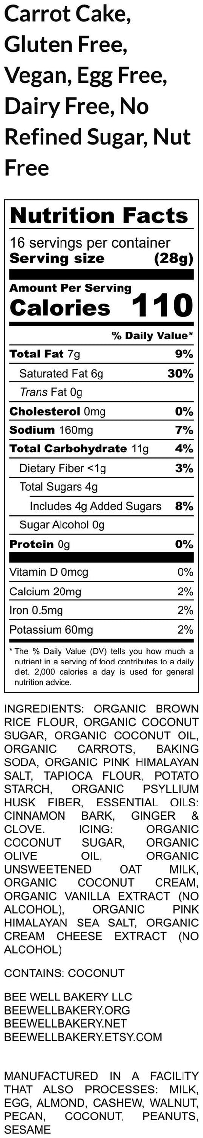 Gluten Free Carrot Cake, Vegan, Dairy Free, Nut Free, Egg Free, Soy Free, Low Sugar, Easter Desserts, Birthday Gift, Low Calorie, Sugar Free