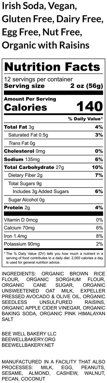 Gluten Free Irish Soda Bread, Vegan, Dairy Free, Egg Free, Nut Free, Saint Patrick's Day, No Refined Sugar, Sugar Free, Irish, Clover, Gift