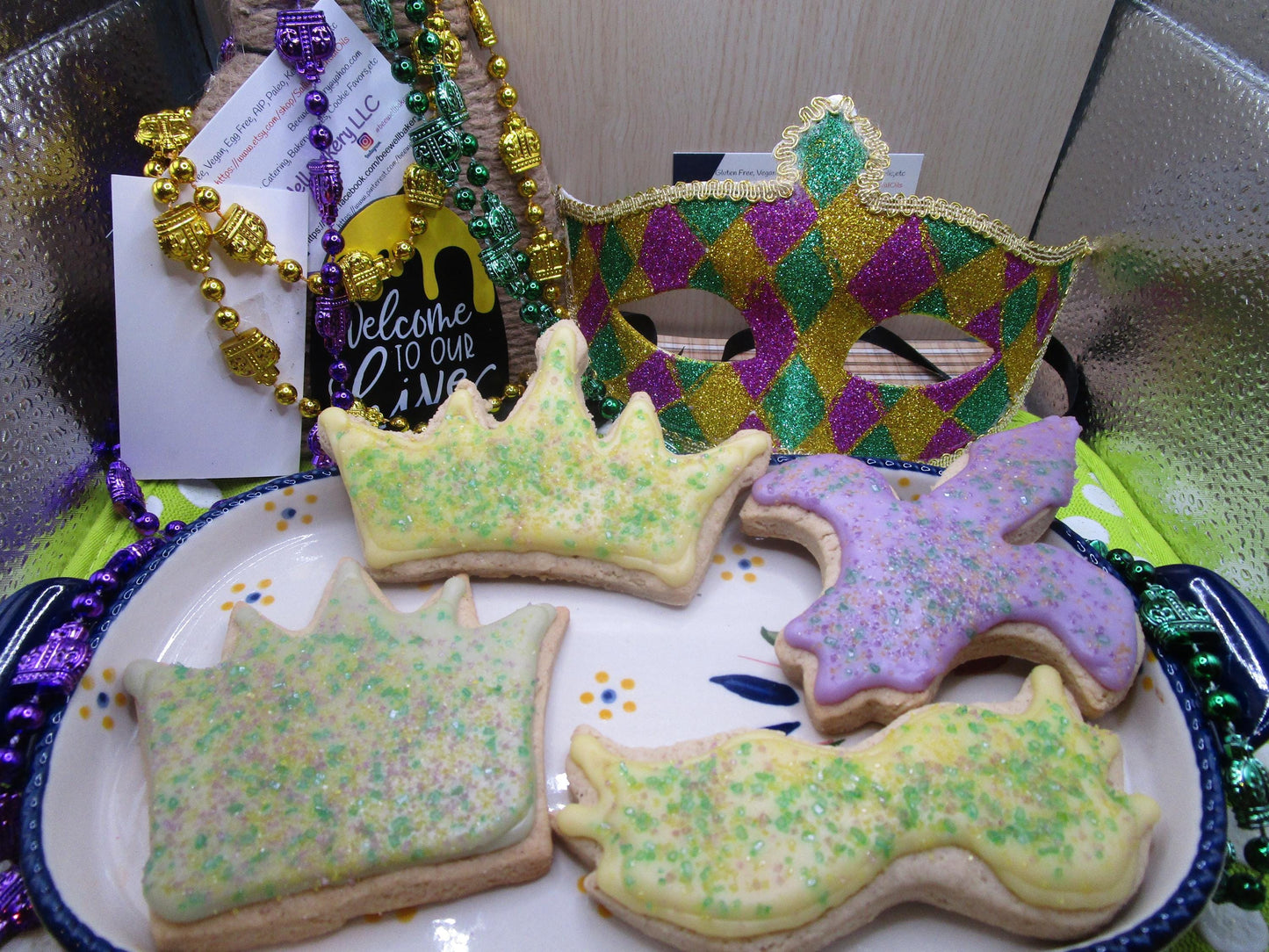 Gluten Free Sugar Cookies, Mardi Gras, Dairy Free, Egg Free, Vegan, Nut Free, Louisiana, Party favors, Celebration, Fat Tuesday, Carnival