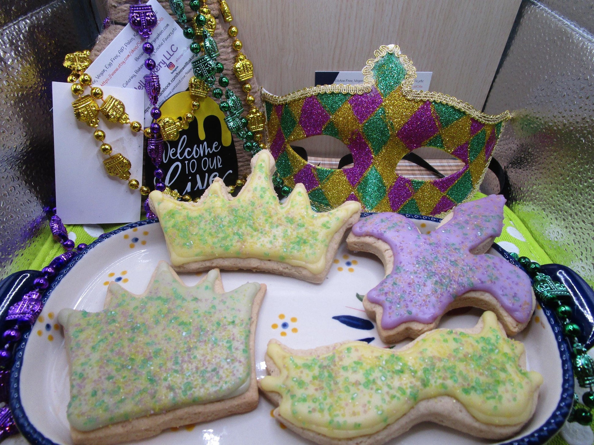 Gluten Free Sugar Cookies, Mardi Gras, Dairy Free, Egg Free, Vegan, Nut Free, Louisiana, Party favors, Celebration, Fat Tuesday, Carnival