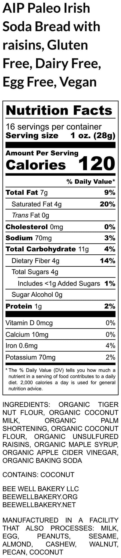 AIP Paleo Irish Soda Bread, Gluten Free, Grain Free, Dairy Free, Low Sugar, Vegan, Egg Free, Nut Free, Saint Patrick's, Autoimmune Protocol