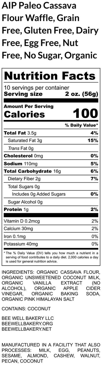 AIP Paleo Waffles, Gluten Free, Grain Free, Vegan, Egg Free, Dairy Free, Nut Free, No Sugar, Cassava Flour, Wellness Gift, Fitness Breakfast