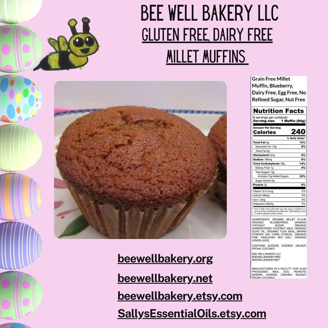 Gluten Free Muffins, Millet, Dairy Free, Egg Free, Vegan, Paleo, Low FODMAP, Nut free, Wellness Snacks, Low Oxalate, Low Salicylate, Fitness