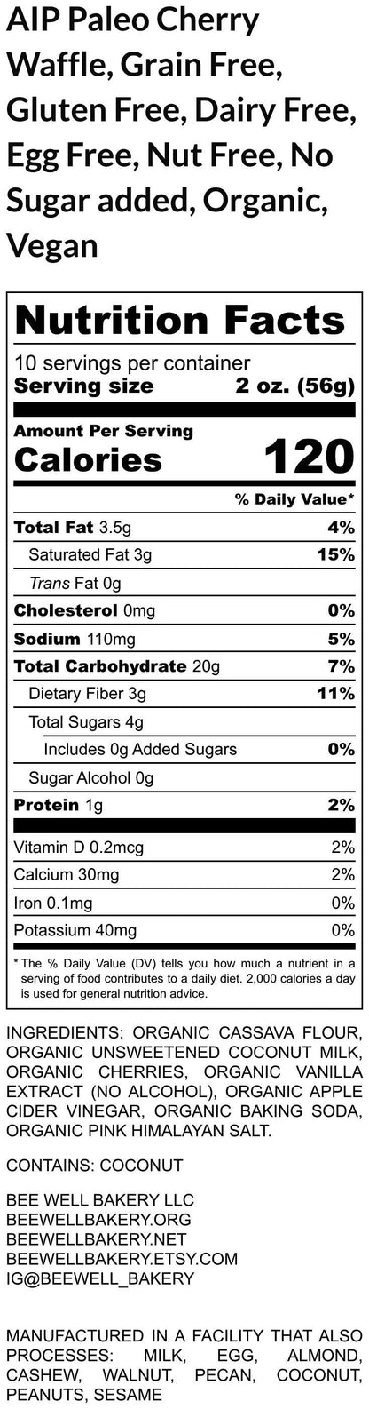 AIP Paleo Waffles, Gluten Free, Grain Free, Vegan, Egg Free, Dairy Free, Nut Free, No Sugar, Cassava Flour, Wellness Gift, Fitness Breakfast