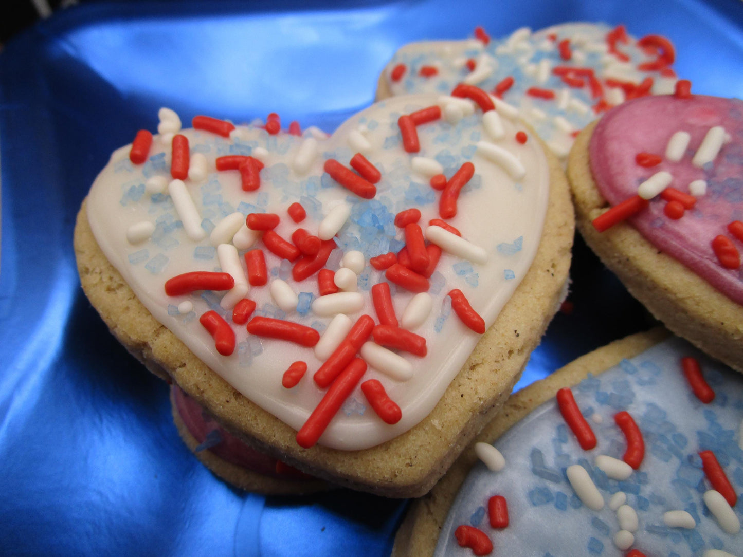 Gluten Free Sugar Cookies, Stars & Hearts, Dairy Free, Egg Free, Nut Free, Vegan, Memorial Day Gifts, July 4th, Plant Based Colors, USA