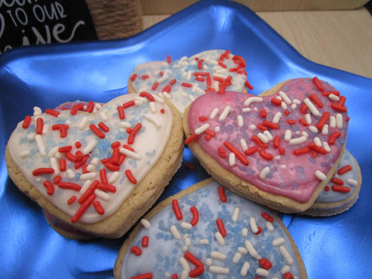 Gluten Free Sugar Cookies, Stars & Hearts, Dairy Free, Egg Free, Nut Free, Vegan, Memorial Day Gifts, July 4th, Plant Based Colors, USA
