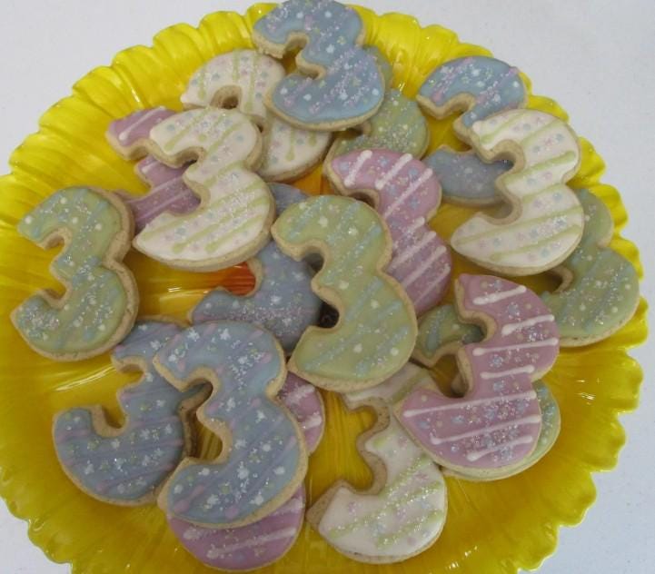 Gluten Free Sugar Cookies, Milestones, Age, Dairy Free, Egg Free, 1st Birthday, Nut free, Soy free, Vegan, Cookie Favors, Wedding, 50th