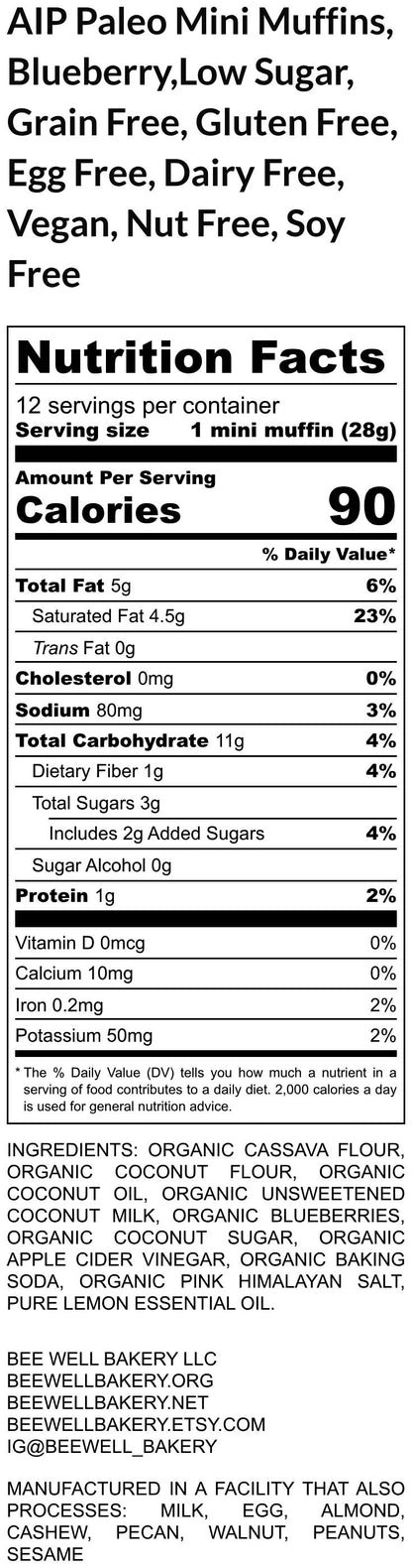 AIP Paleo Mini Muffins, Grain Free, Gluten Free, Dairy Free, Egg Free, Vegan, Berry, Nut Free, Autoimmune Protocol, Low Sugar, Low Fat snack