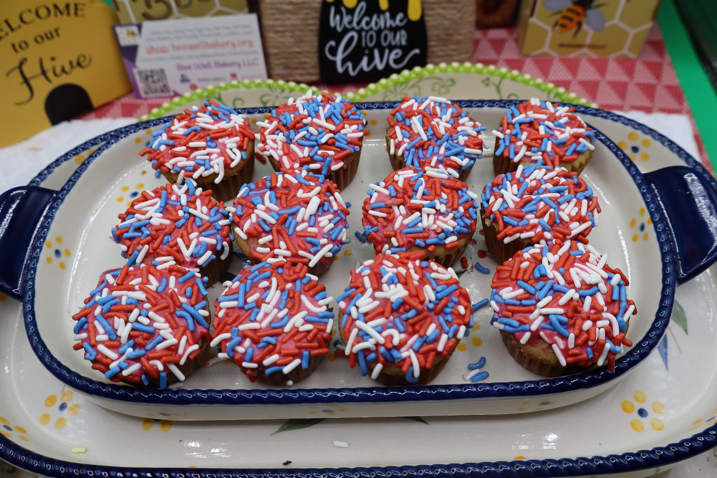 Dairy Free Mini Cupcakes, Gluten Free, Red White & Blue, Egg Free, School Safe snacks, 4th of July Party, Nut Free, Natural Colors, two bite