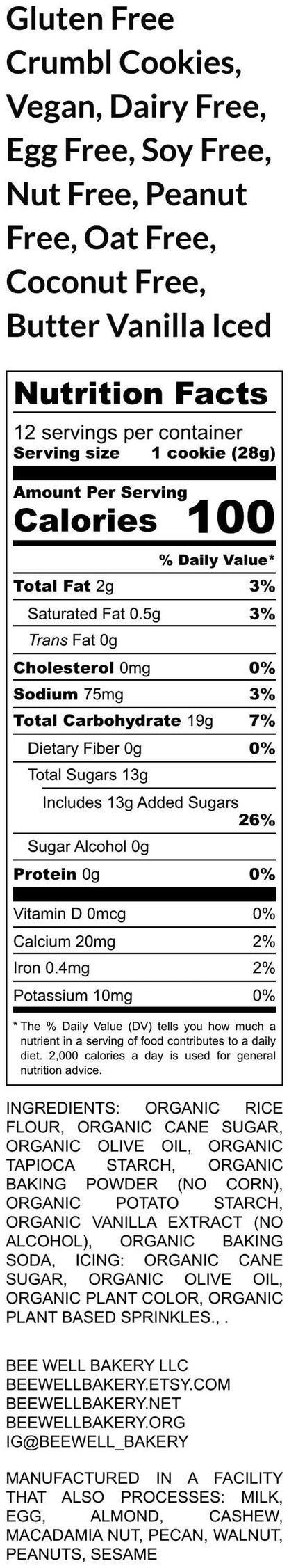 Gluten Free Crumbl Cookies, Vegan, Dairy Free, Egg Free, Nut & Peanut Free, Oat Free, Allergy Friendly Bakery, Birthday Gifts, School Safe