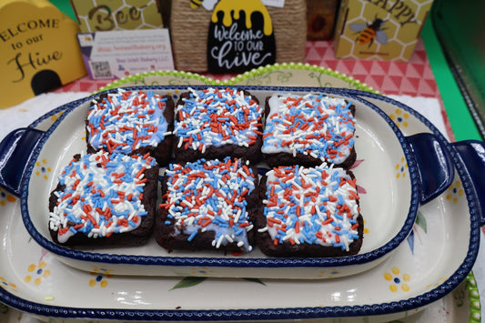 Gluten Free Brownies, Fudgie, Dairy Free, Vegan, Egg Free, Soy Free, Peanut Free, Red White Blue Desserts, July 4th Celebration, Patriotic