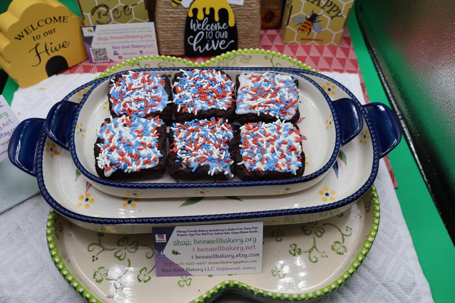 Gluten Free Brownies, Fudgie, Dairy Free, Vegan, Egg Free, Soy Free, Peanut Free, Red White Blue Desserts, July 4th Celebration, Patriotic