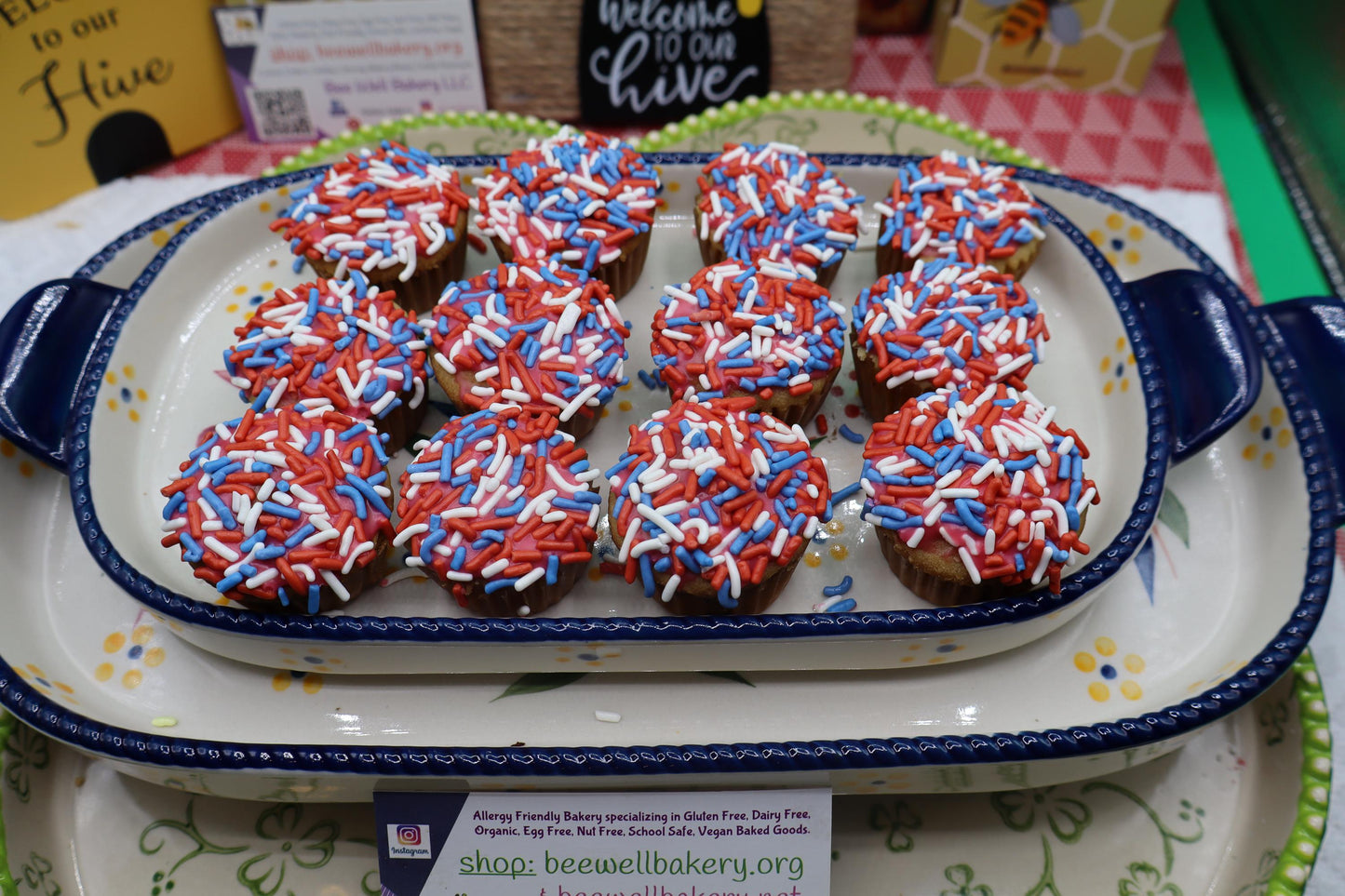 Dairy Free Mini Cupcakes, Gluten Free, Red White & Blue, Egg Free, School Safe snacks, 4th of July Party, Nut Free, Natural Colors, two bite