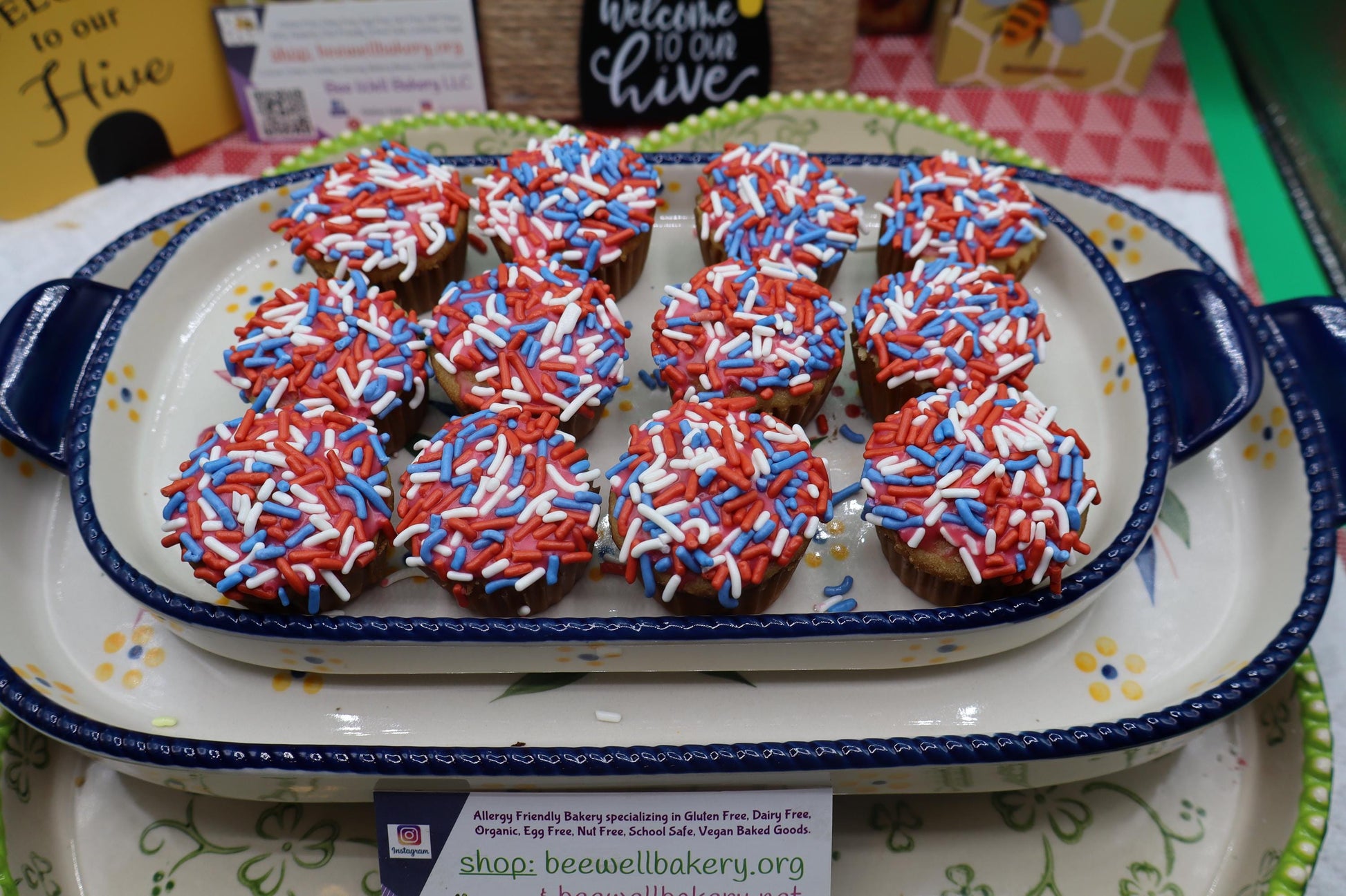 Mini Gluten Free Cupcakes, Patriotic, two bite, Dairy Free, Egg Free, Vegan, Nut Free, School Safe, Chocolate, Vanilla, July 4th Party,