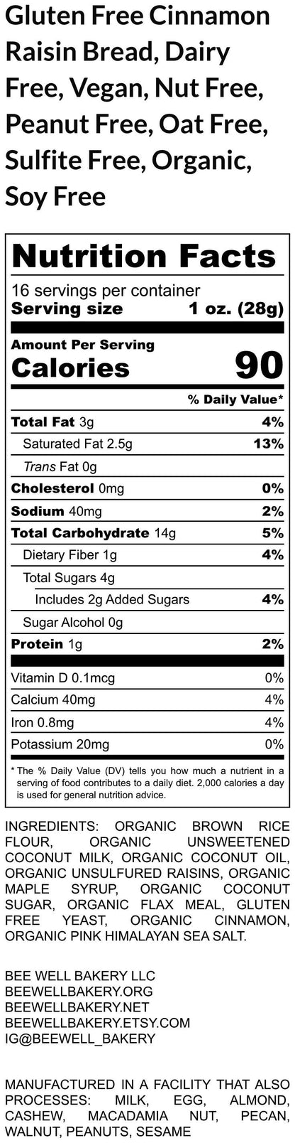 Gluten Free Cinnamon Raisin Bread, Dairy Free, Egg Free, Nut Free, Soy Free, Sulfite Free, Vegan, Low Fat, Low Carb, 4th of July Brunch,