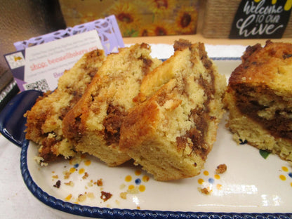 High Protein Coffee Crumb Cake, Gluten Free, Dairy Free, Grain Free, Sugar Free, Erythritol Free, Low Carb Snacks, Birthday, Cinnamon Swirl