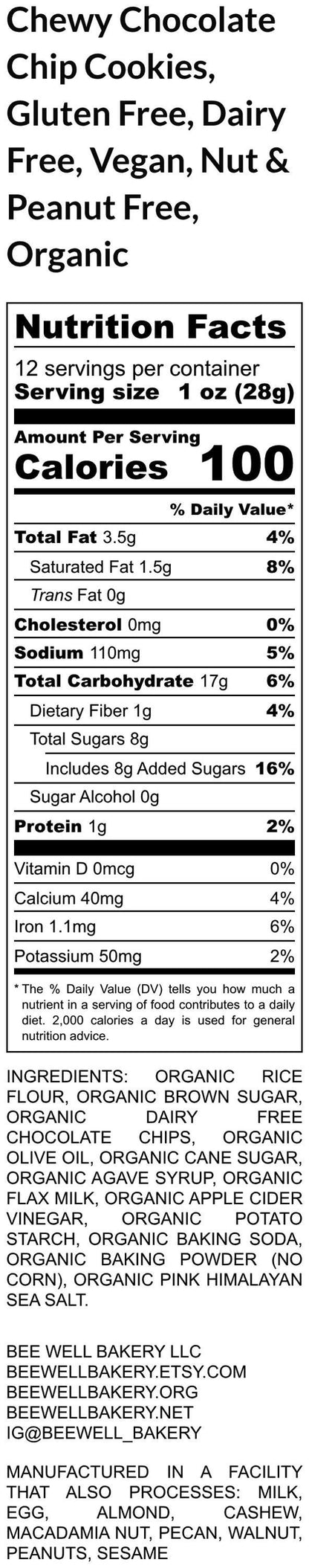 Chewy Chocolate Chip Cookies, Gluten Free, Dairy Free, Vegan, Nut & Peanut Free, Allergy Friendly snacks, Christmas in July, Cookie Gifts