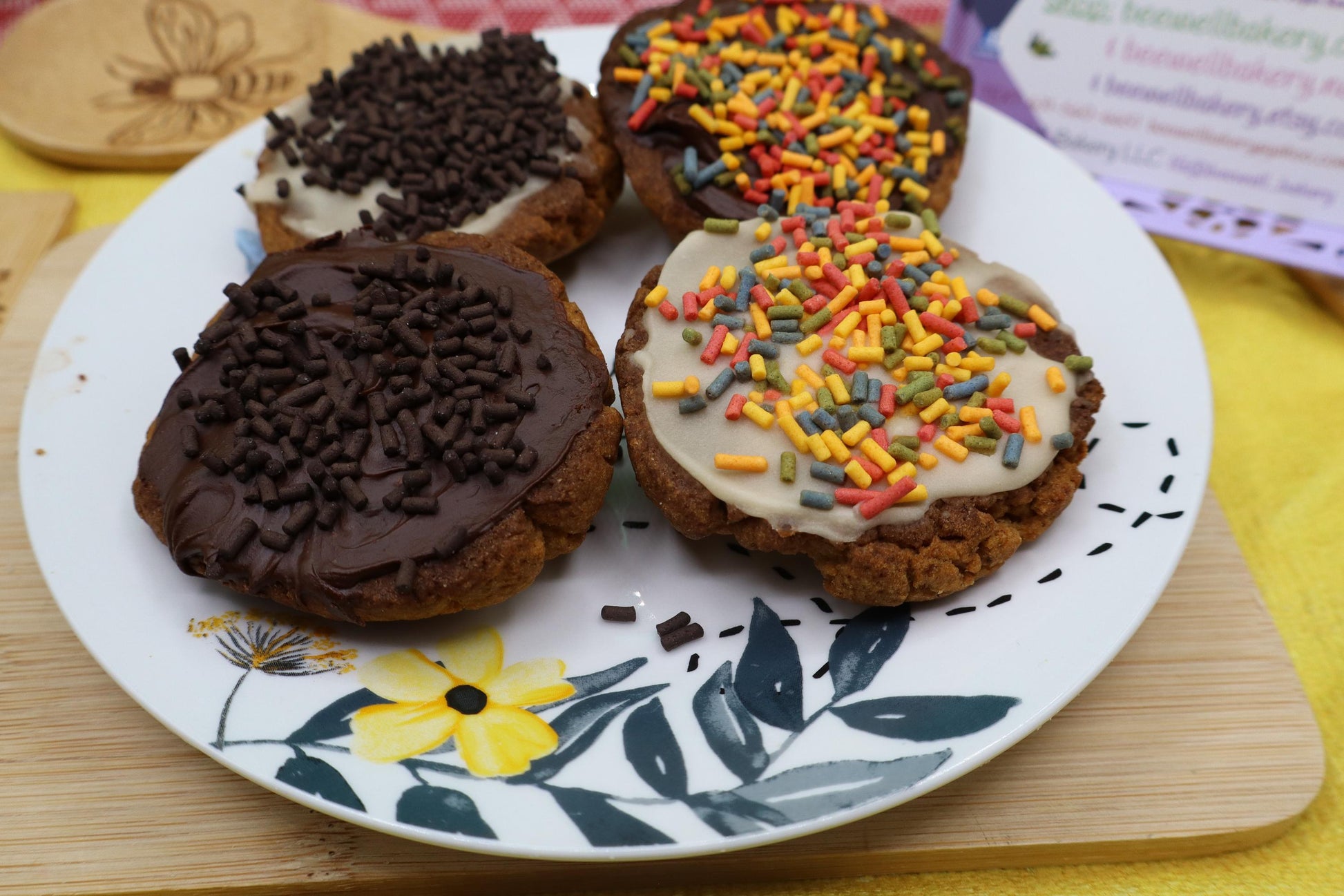 Gluten Free Protein Cookies, Iced, Sugar Free, Vegan, Gluten Free, Dairy Free, Nut Free, Allergy Friendly Bakery, Fitness Gifts, Low Carb