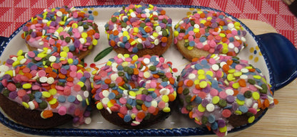 Gluten Free Mini Donuts, Dairy Free, Vegan School Safe Treats, Frosted w/Natural Sprinkles, Nut Free, Easter Party Snacks, Birthday Gifts