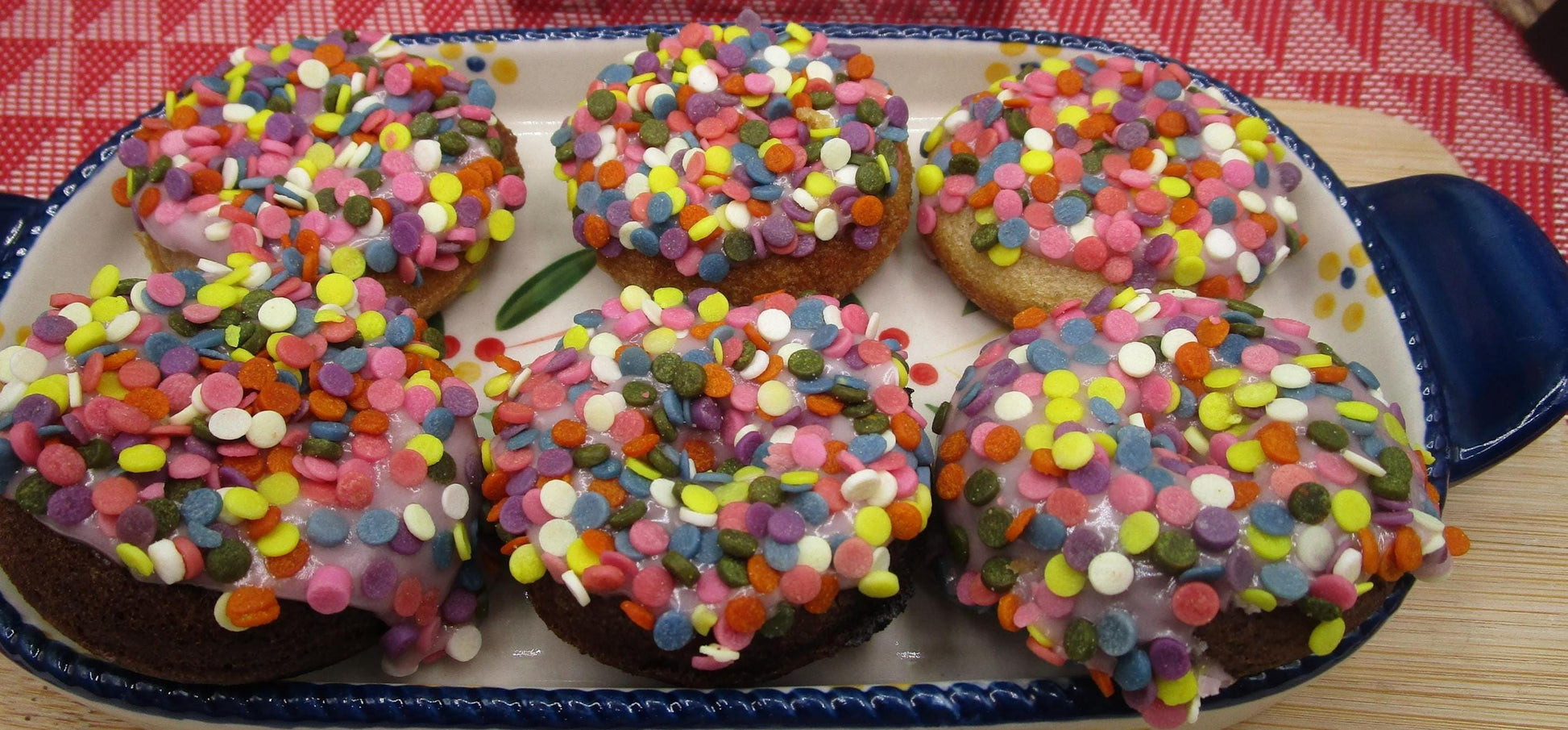 Gluten Free Mini Donuts Frosted with Natural Sprinkles, Dairy Free, Vegan, School Safe Treats, Nut Free, Birthday Gifts, Camp Snacks, Pool