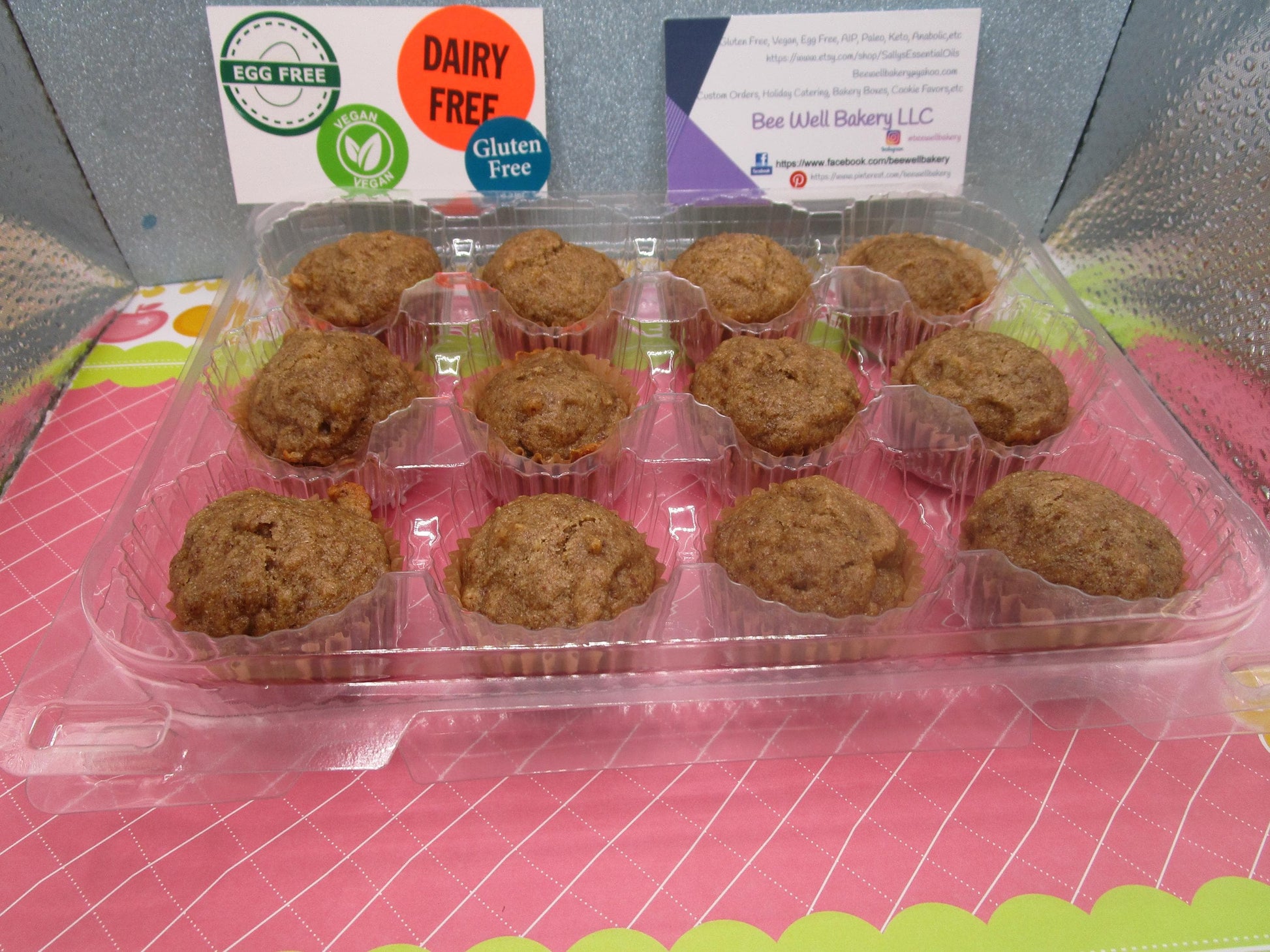 Gluten Free Mini Banana Muffins, Dairy Free, Egg Free, Vegan, Nut Free, Soy Free, 2 bite, AIP Paleo, low Sugar, Low Fat snacks, low FODMAP