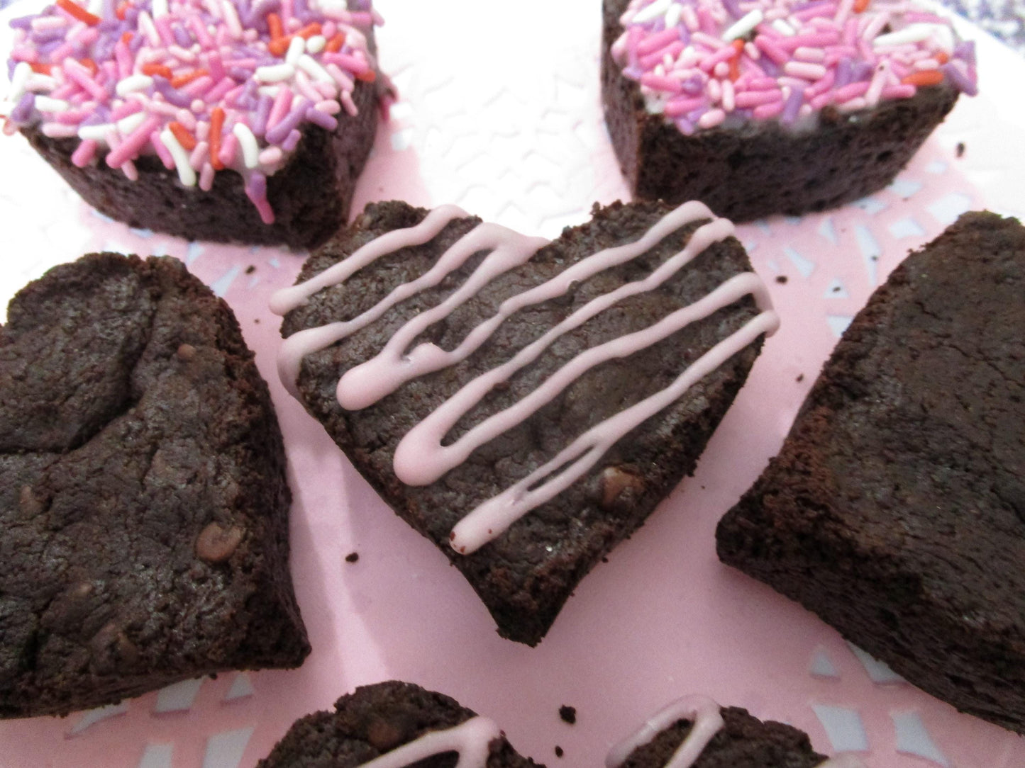 Gluten Free Brownies, Fudgie, Dairy Free, Vegan, Egg Free, Nut Free, Heart Shapes, Anniversary Gifts, Love, Wedding Desserts, Low Fat Snacks