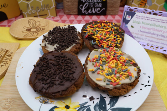 High Protein Sprinkled Cookies, Iced, Sugar Free, Vegan, Gluten Free, Dairy Free, Nut Free, Allergy Friendly, Fitness Gifts, Low Carb snack