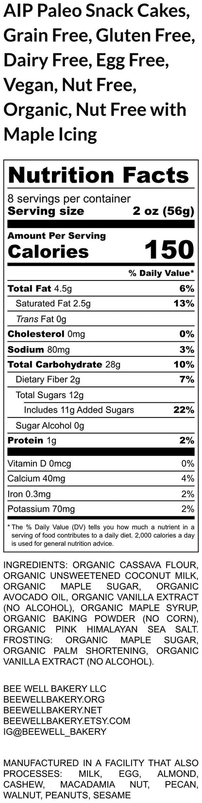 AIP Paleo, Gluten Free Snack Cakes, Grain Free, Dairy Free, Egg Free, Vegan, Nut Free, Allergy Friendly Bakery, Autoimmune Protocol Dessert