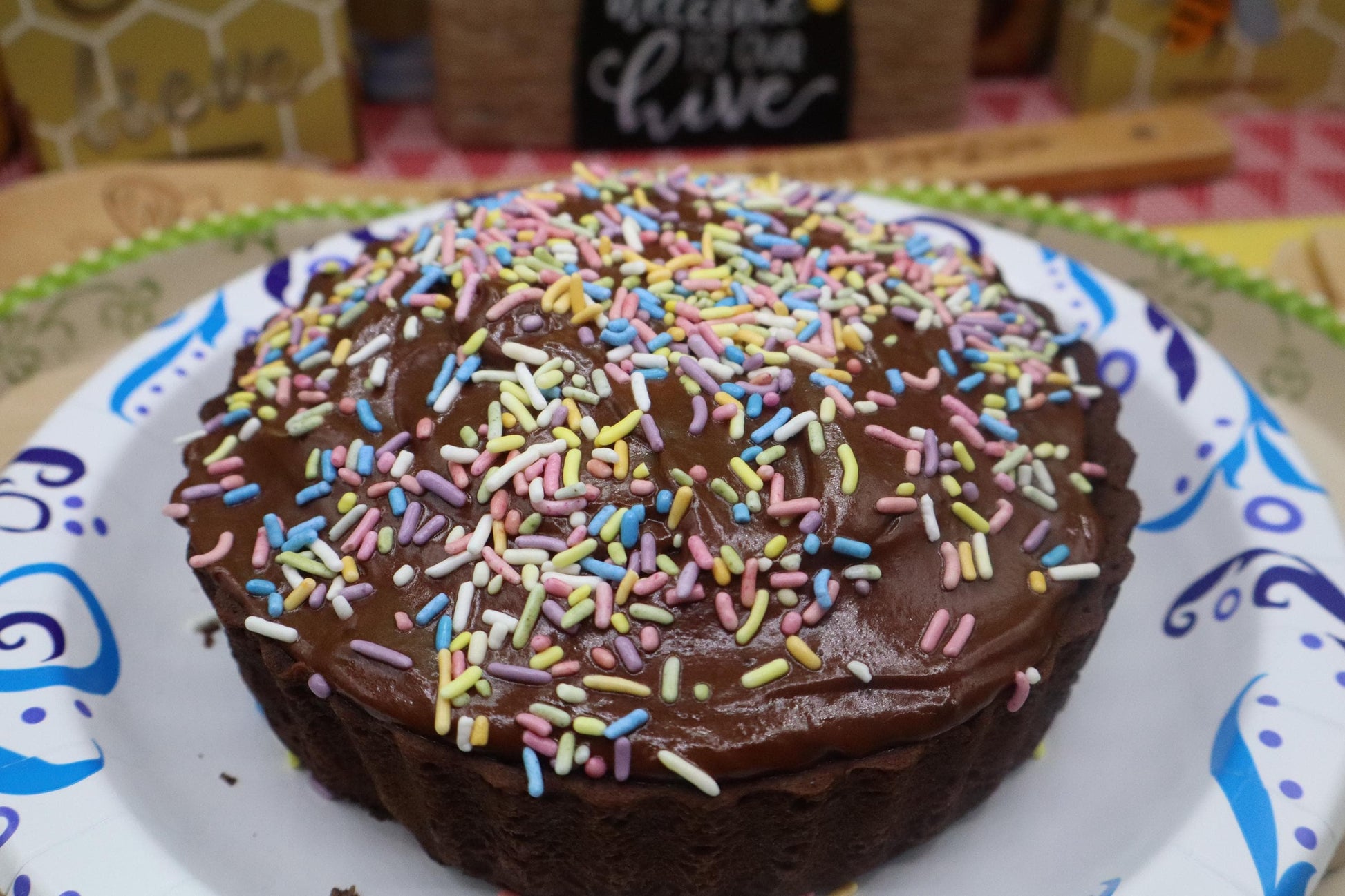 Birthday Cake, Individual 7-inch, Gluten Free, Dairy Free, No refined Sugar, Vegan, Nut Free, Soy Free, Vanilla Chocolate, Natural Sprinkles