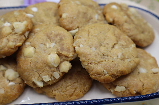 Gluten Free White Chocolate Chip Macadamia Nut Cookies, Dairy Free, Egg Free, Vegan, Birthday Gifts, Low Sugar snacks, Back to School treat