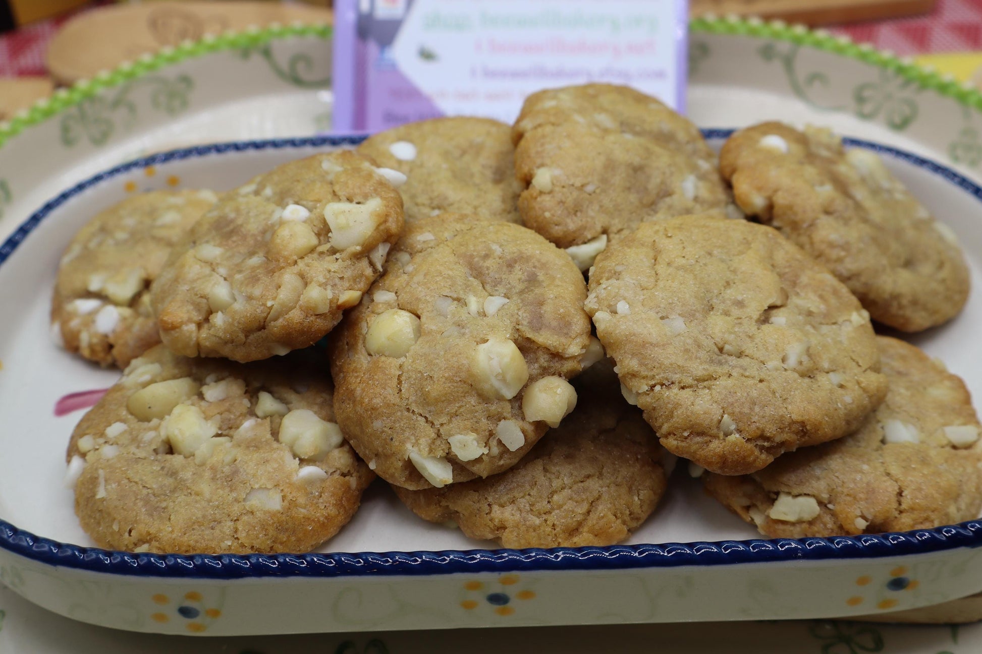 Gluten Free White Chocolate Chip Macadamia Nut Cookies, Dairy Free, Egg Free, Vegan, Birthday Gifts, Low Sugar snacks, Back to School treat