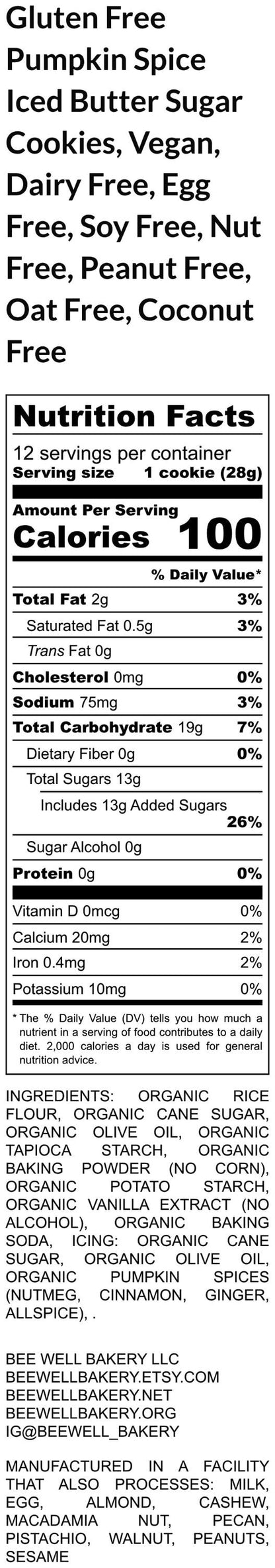 Pumpkin Spice Cookies, Iced, Gluten Free, Dairy Free, Vegan, Egg Free, Peanut Free, Allergy Friendly, Soft & chewy, fall snack, holiday gift