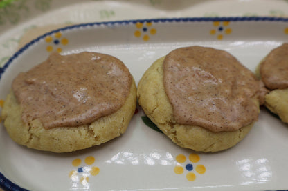 Pumpkin Spice Cookies, Iced, Gluten Free, Dairy Free, Vegan, Egg Free, Peanut Free, Allergy Friendly, Soft & chewy, fall snack, holiday gift