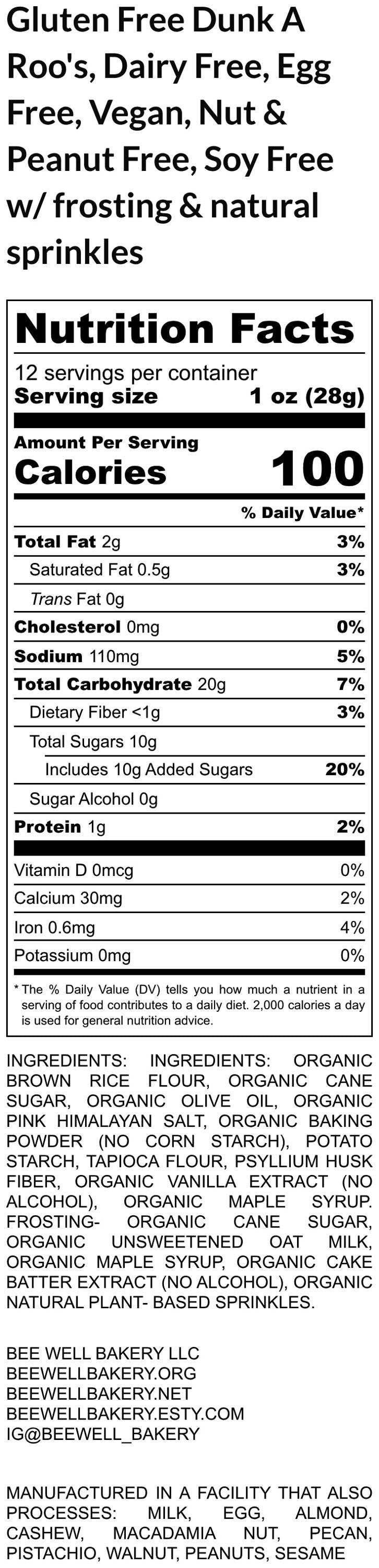 Dunk a Roo's, Gluten Free, Dairy Free, Sugar Cookie & Frosting, Vegan, Egg free, Natural Sprinkles, Birthday Cake, Back to School Snacks