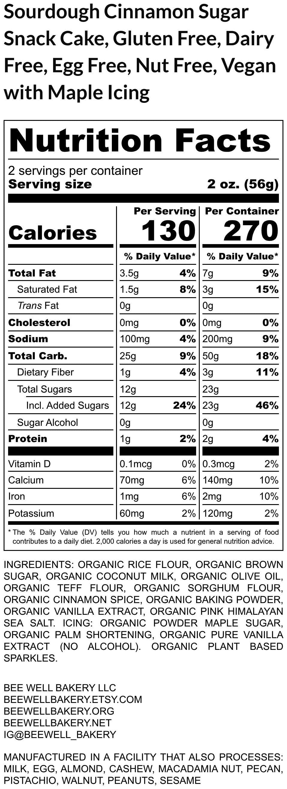 Gluten Free Snack Cakes, Cinnamon Sugar, Sourdough desserts, Maple Iced, Dairy Free, Egg Free, Vegan, Peanut Free, allergy friendly Gifts