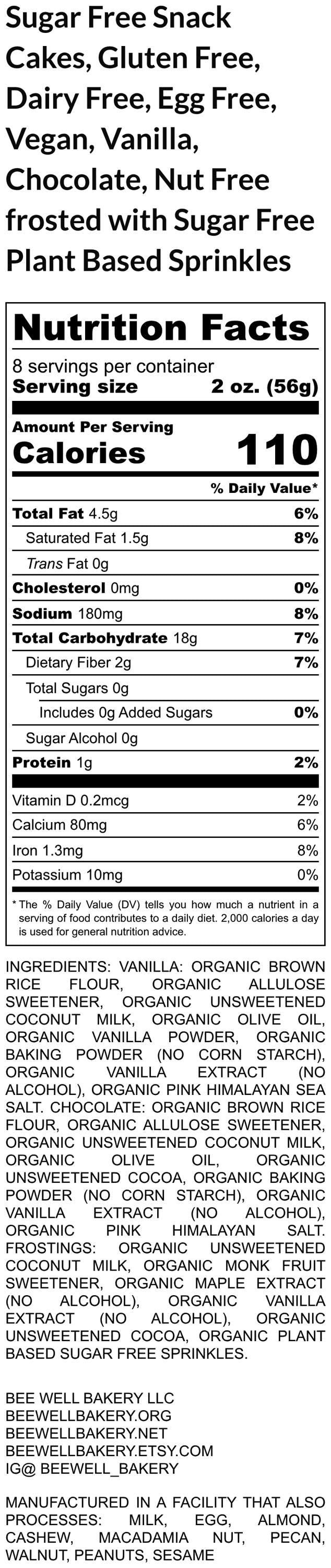 Gluten-Free Sugar-Free Snack Cake: Dairy-Free Allergy-Friendly Treat with Frosted Topping, Vegan, soy free, Holiday Gifts, birthday dessert