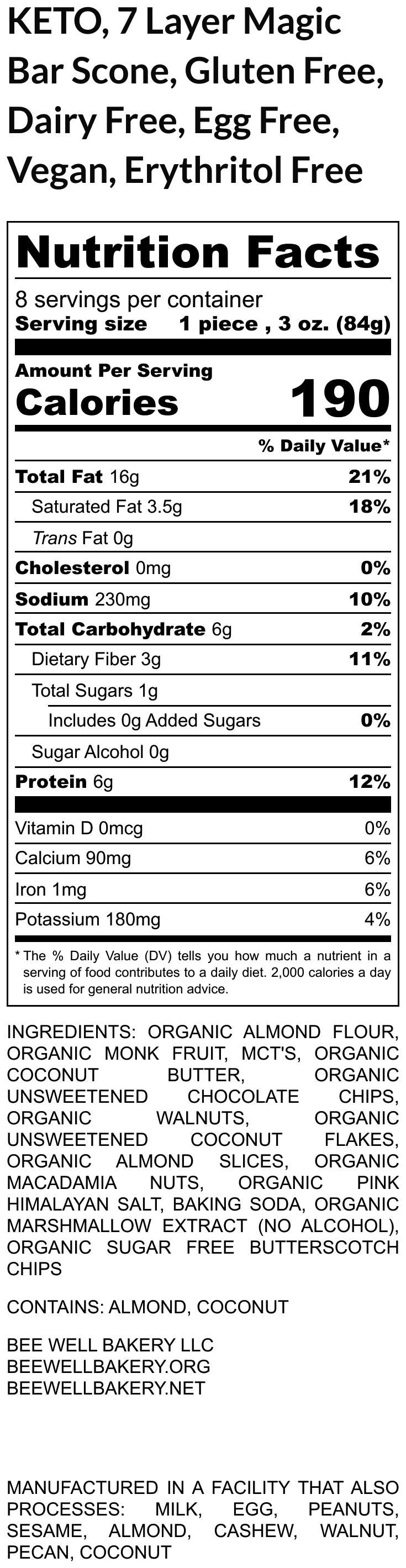 Keto, Vegan, 7 Layer Magic Bar Scones– Sugar Free, Dairy Free, Low Carb, Gluten Free, Grain Free,