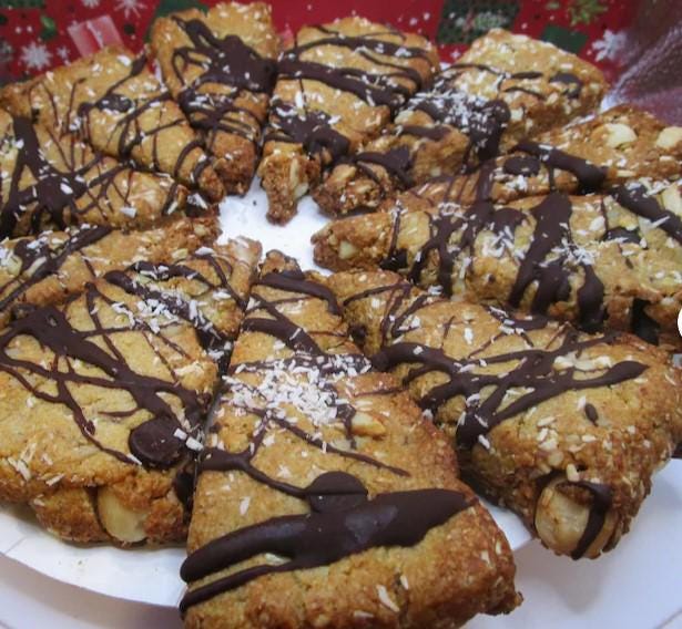 Keto Scones, Chocolate Peanut Butter, Gluten Free, Grain Free, Sugar Free, Dairy Free, Low Carb Pastry, Christmas Brunch, Hostess Gift Idea